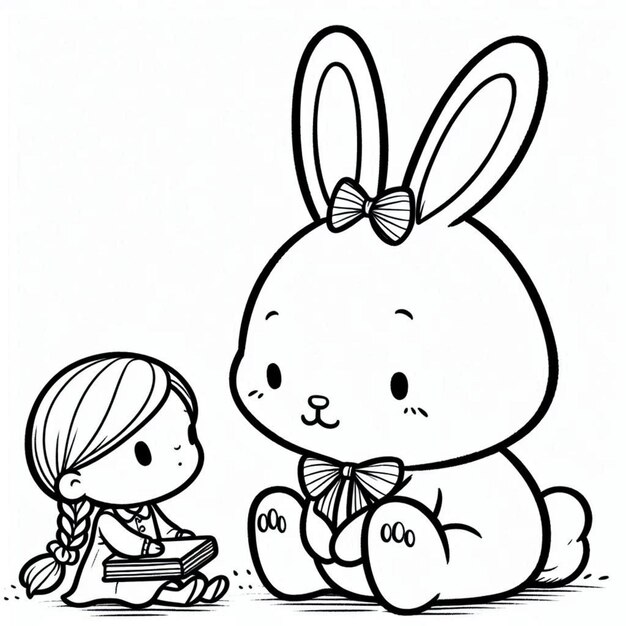 Rabbit coloring page for children ai generated