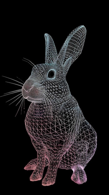 Photo rabbit digital wireframe polygon illustration