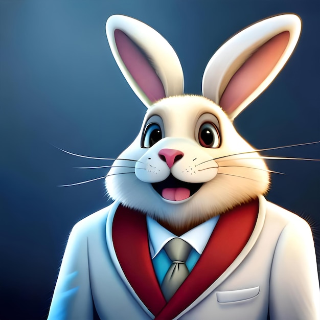 Rabbit dressed in a suit like a businessman isolated on white generative AI