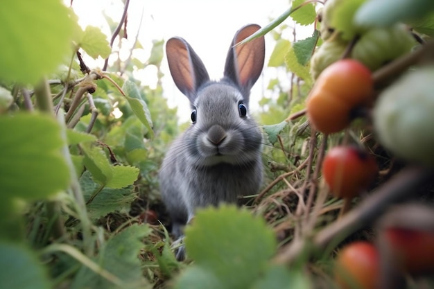 Rabbit in the garden selective focus shallow DOF