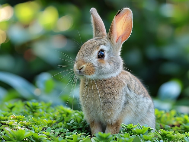 Photo a rabbit in the grass with the ears up