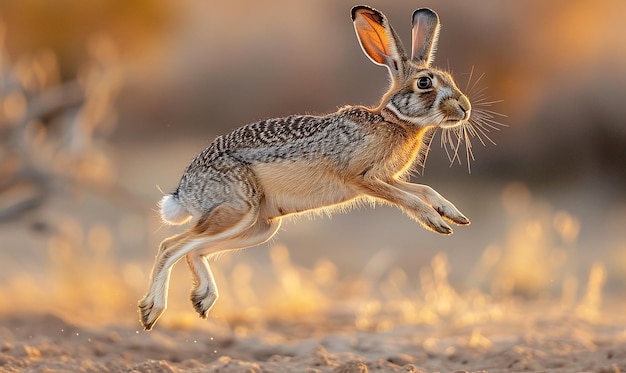 a rabbit is jumping in the air with the sun behind him