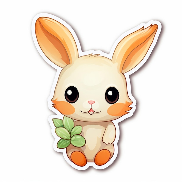 Rabbit Kawaii Sticker on white background