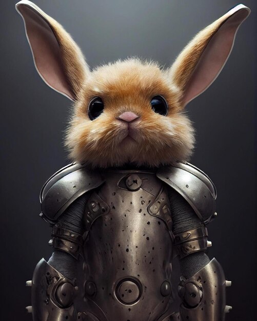 Photo a rabbit in a knight armor