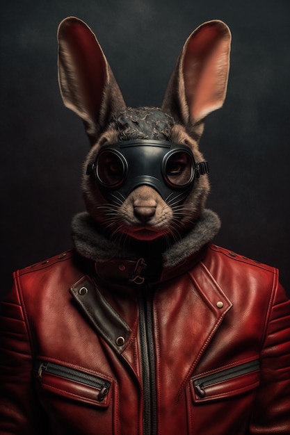 Rabbit in a leather jacket