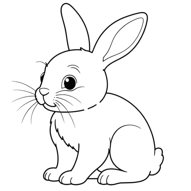 Photo rabbit line white background