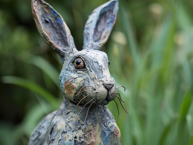 Photo a rabbit made out of a piece of wood with the word  the  on it