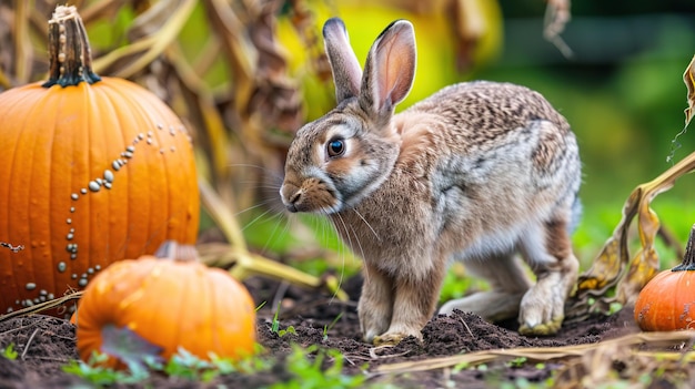 Rabbit in a Pumpkin Patch