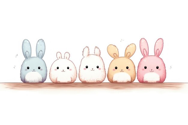 Photo rabbit in a row animal mammal cute