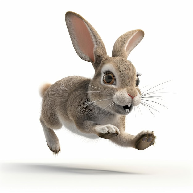 Photo rabbit running on white background