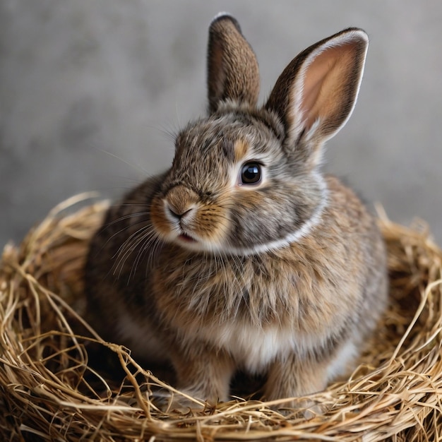 Photo a rabbit sits in a nest