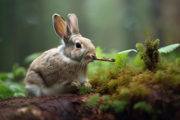 Rabbit smoking ganja from its hole in the forest created with generative ai