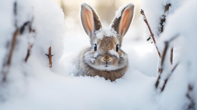 Photo a rabbit in the snow