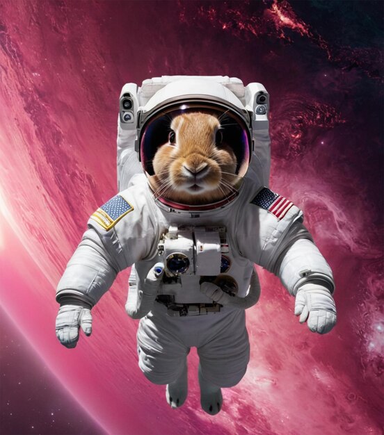 Photo a rabbit in a space suit with a space suit on