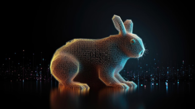 Rabbit symbol on digital background Finance and business market concept with Generative AI Tech