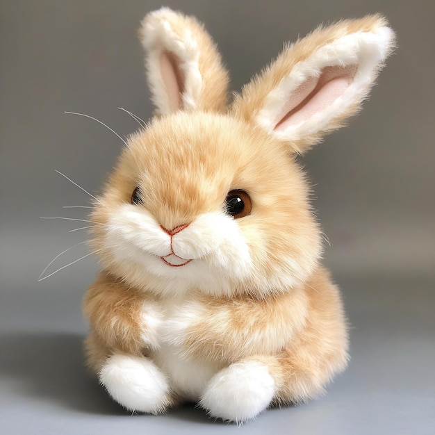 A rabbit that is sitting on a gray surface