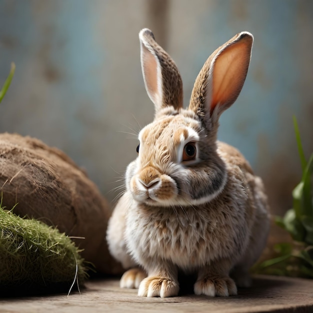 a rabbit that is sitting on a wooden table