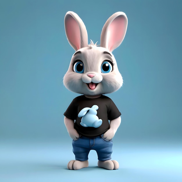 a rabbit wearing a shirt that says quot rabbit quot on it