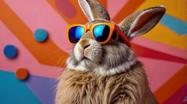 Photo a rabbit wearing sunglasses and a pair of sunglasses