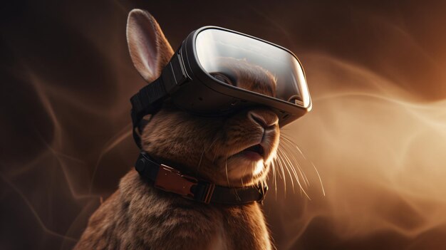 Rabbit wearing vr headset innovation virtual reality