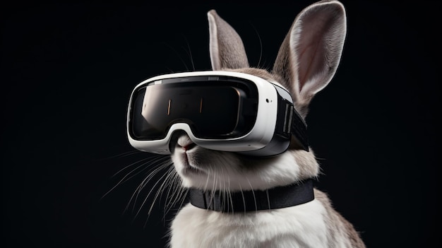 Rabbit wearing vr headset innovation virtual reality