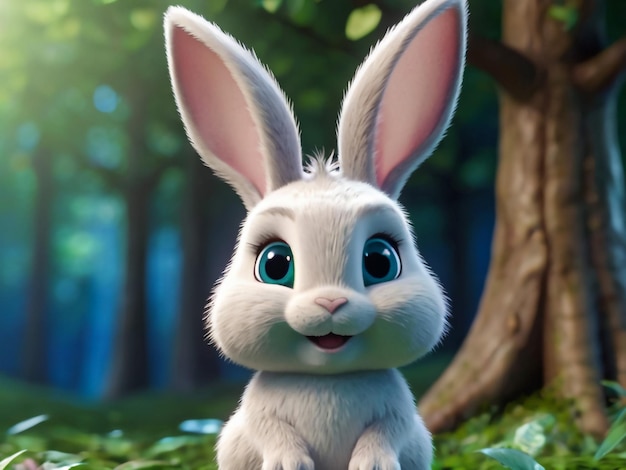 a rabbit with a big ears and a big blue eyes