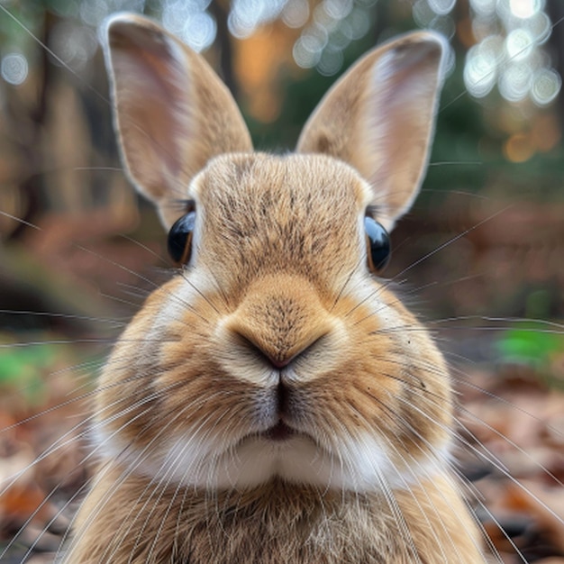 a rabbit with a black eye and a white strip on its face