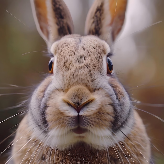 Photo a rabbit with brown eyes and a brown and white face