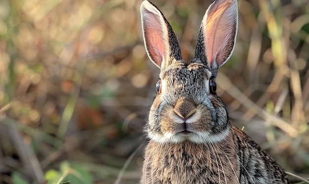 Photo a rabbit with ears pointed up looking at the camera