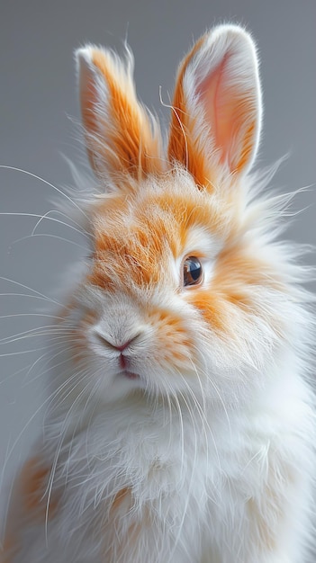 a rabbit with orange and orange fur looks at the camera