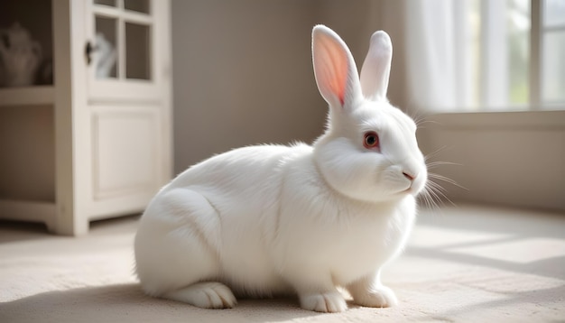 a rabbit with a pink ear and ears and a white ear