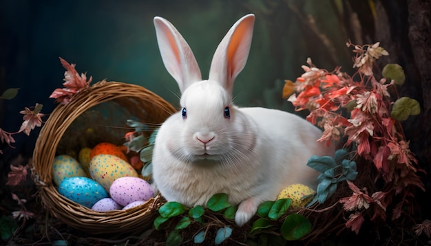 A rabbit with a shopping cart full of candy