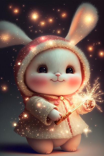 Rabbit with a sparkler in its hand generative ai