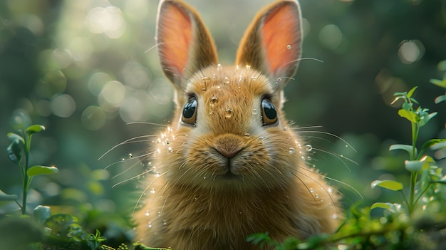 a rabbit with a spot on its face is looking at the camera