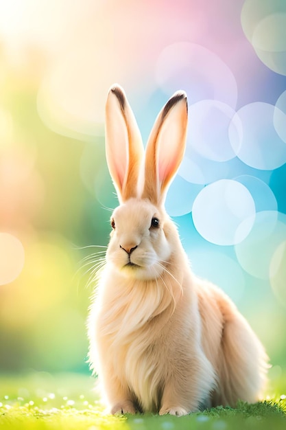 A rabbit with a white fur on its head