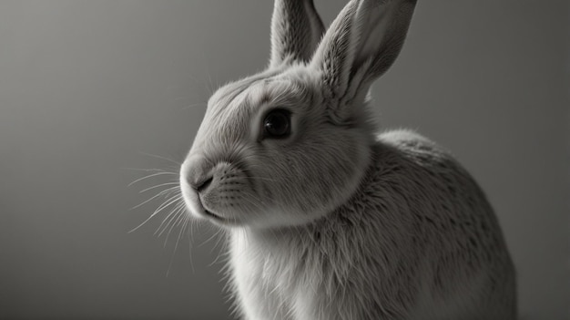 Photo a rabbit with a white whiskers and black eyes