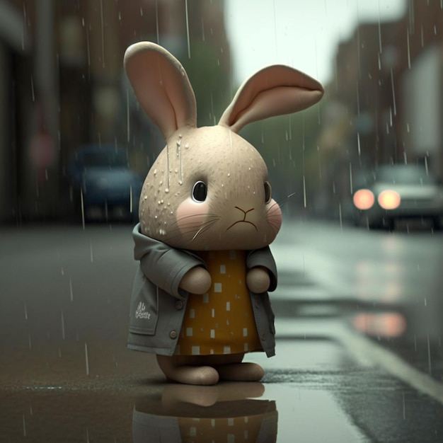 Rabit with umbrella generative Ai