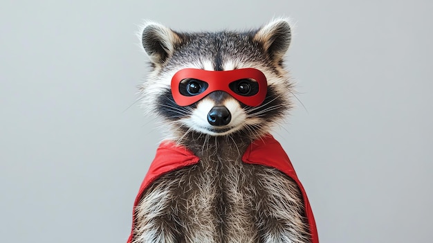 Photo a raccoon dressed as a superhero