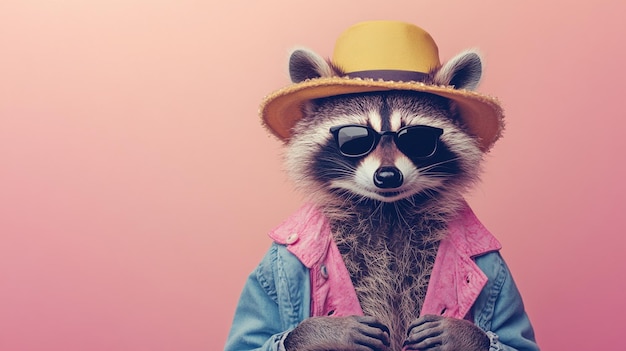 Raccoon Dressed in Bright Fashionable Outfits Perfect for Fun Social Media Posts and Creative Projects