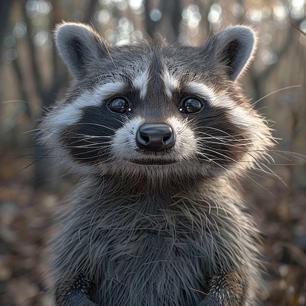 a raccoon has a whiskers on its face