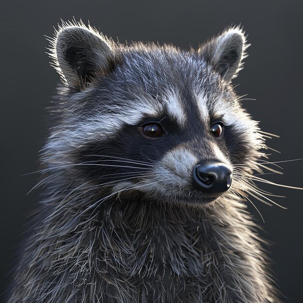 a raccoon is looking at the camera