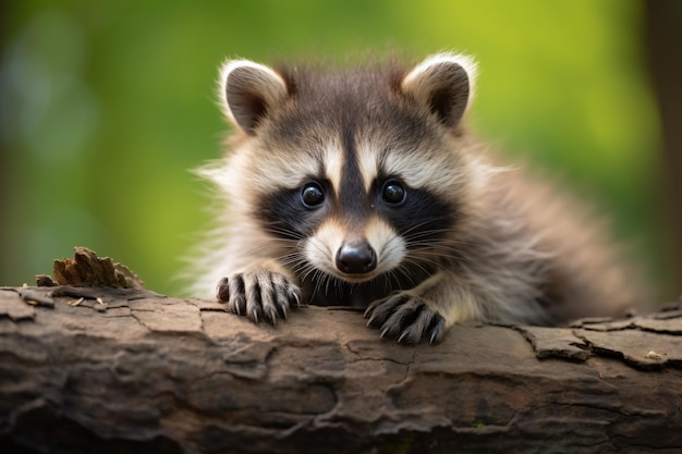 a raccoon is sitting on a tree branch