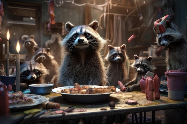 Raccoon party AI generated