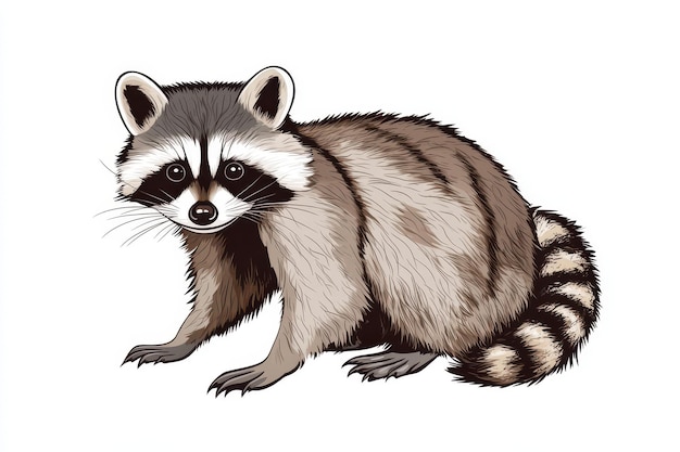 Raccoon vector illustration white background