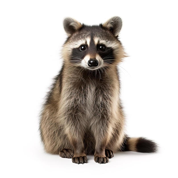 a raccoon with a black nose and eyes