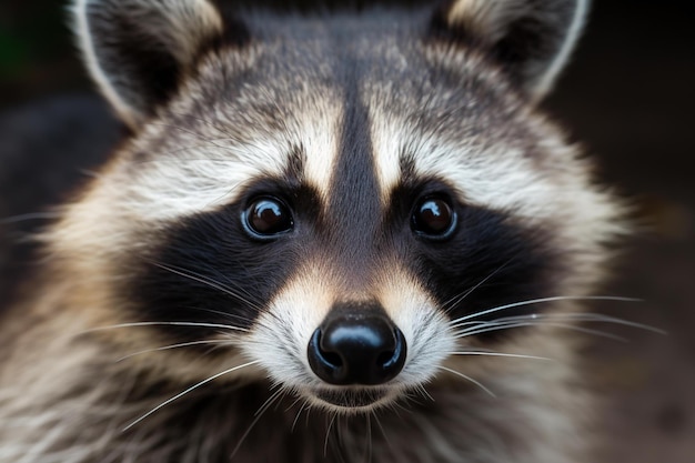 A raccoon with a black stripe on its face