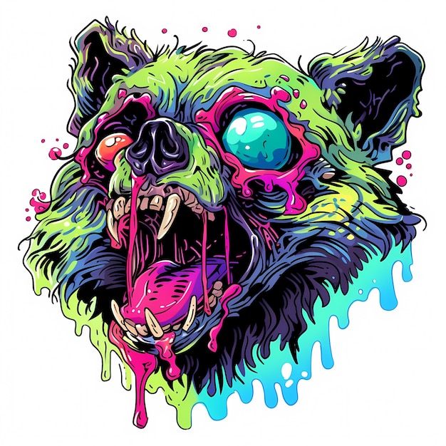 raccoon zombie monster illustration for tshirt design