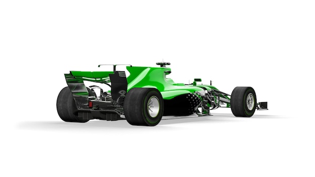 Race car back view on a white background 3d rendering