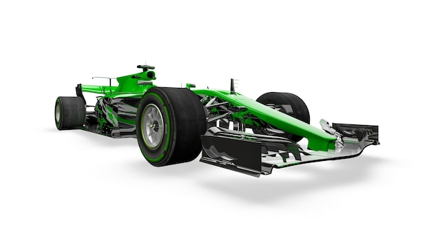 Race car front view on a white background 3d rendering