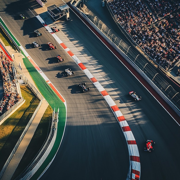 Photo a race car is driving down a track with a red sign that says racecar driver